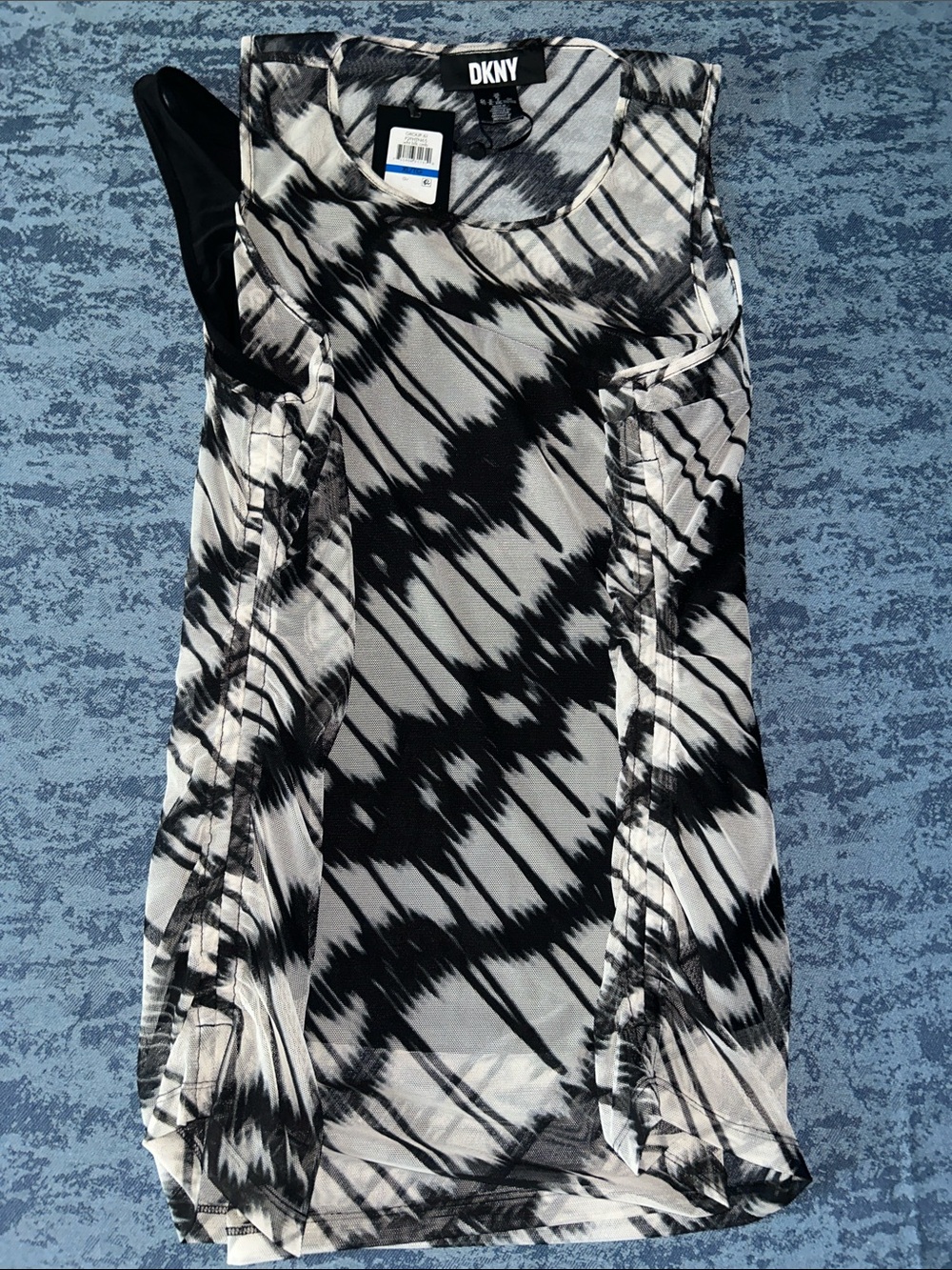 DKNY Black & White Abstract Print Sleeveless Tank size XL - Picture 4 of 4